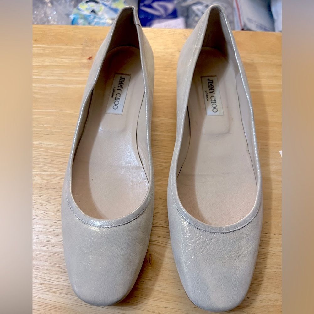 Jimmy Choo Champagne Gold Shimmer Water-Snake Shoes Sz 41